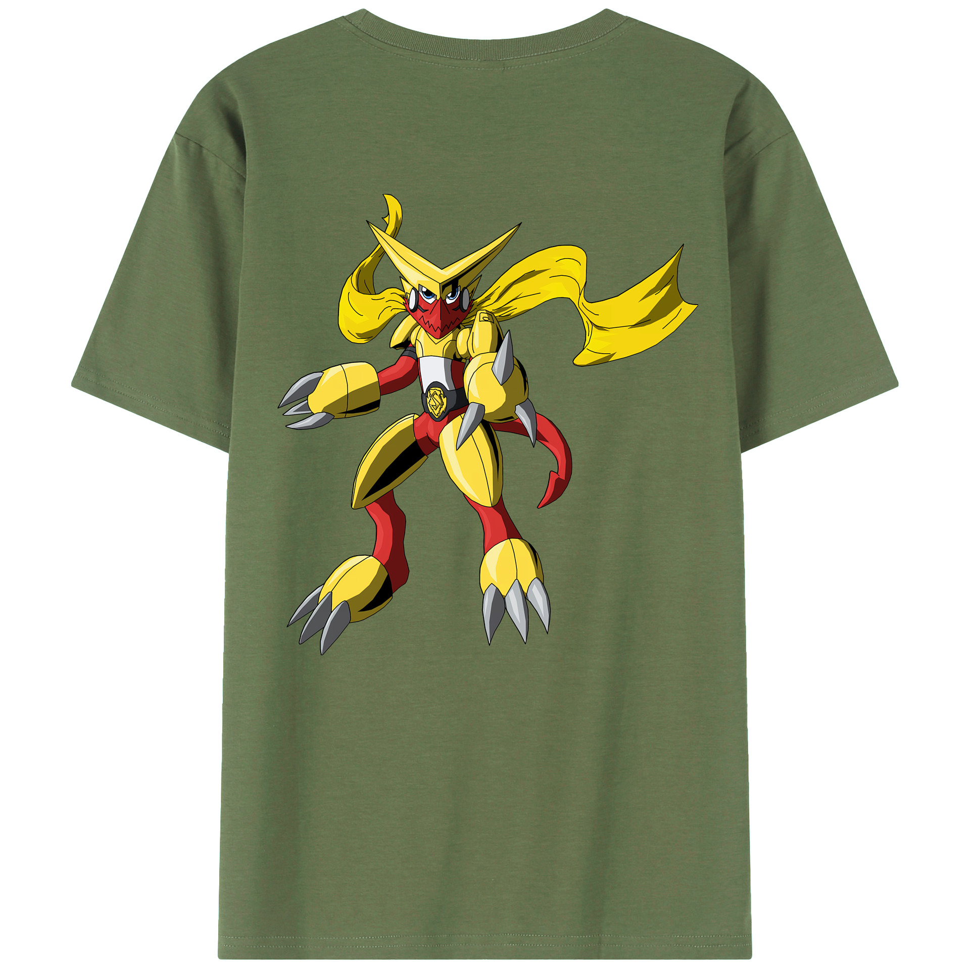 （画像用） Digimon デジタルモンスター/デジモン 綿100％ メンズ半袖Tシャツ（バックプリント） 通気性